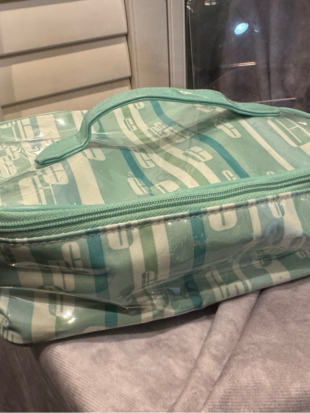 Clinique Aqua Striped Travel Cosmetic Bag